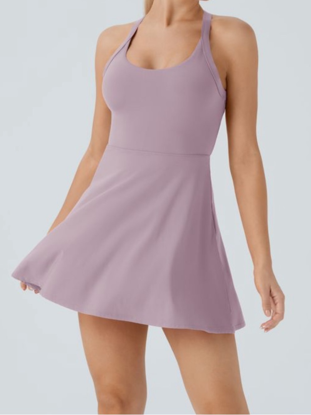 Halara SoftlyZero™ Airy Backless Twisted Active Dress Pink Purple